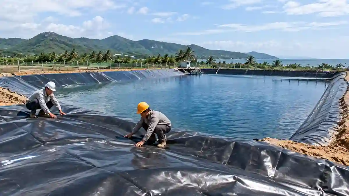 Hồ nuôi thủy sản lót bạt HDPE 0.3mm tại Đà Nẵng